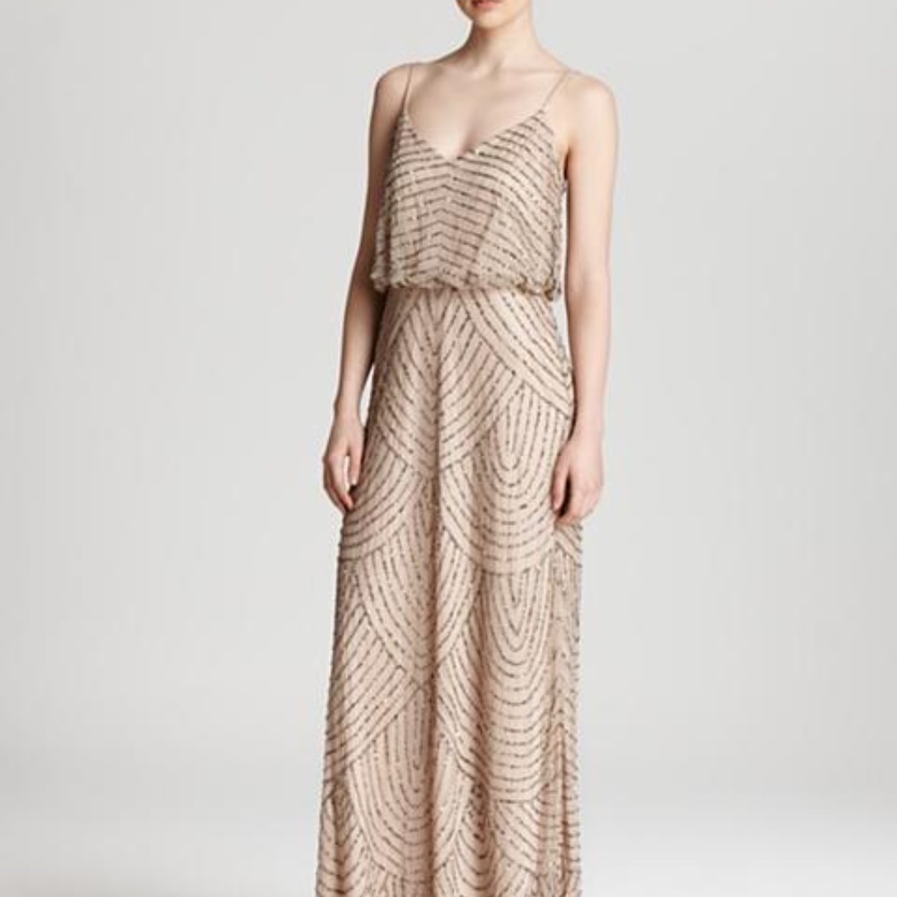 Adrianna Papell Taupe embellished gown